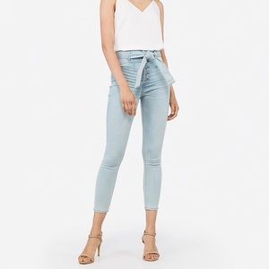 Express High Wasted Light Wash Cropped Denim